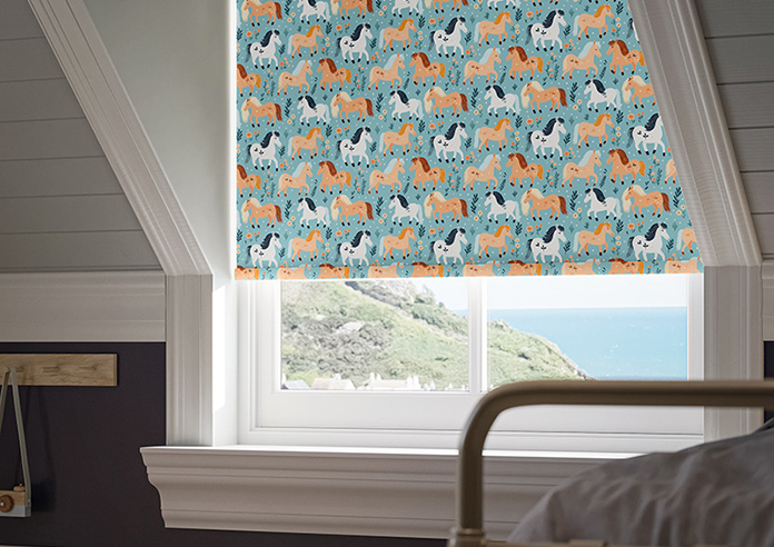 Pony Pals, Turquoise - Twist&Fit Roller Blind - Image 5